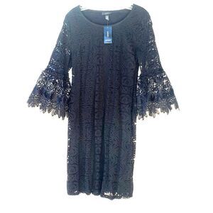Alfani Black Lace Midi Dress 4 New